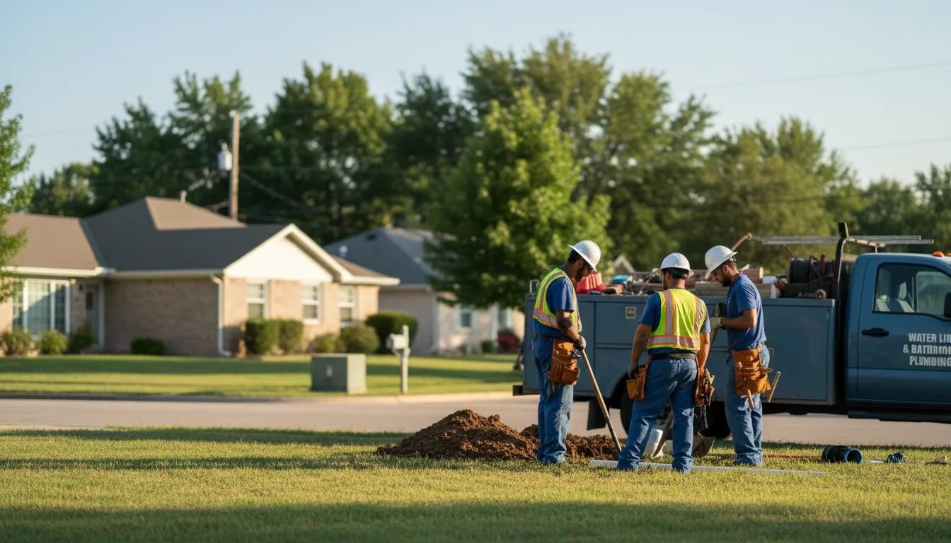 Residential water line and bathroom plumbing service in Calumet, OK